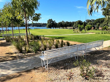 EM122-A DDA - Custom Garden Seat - 4m L, powder coated aluminium battens - Callan Park, Greater Sydney Parklands.JPG